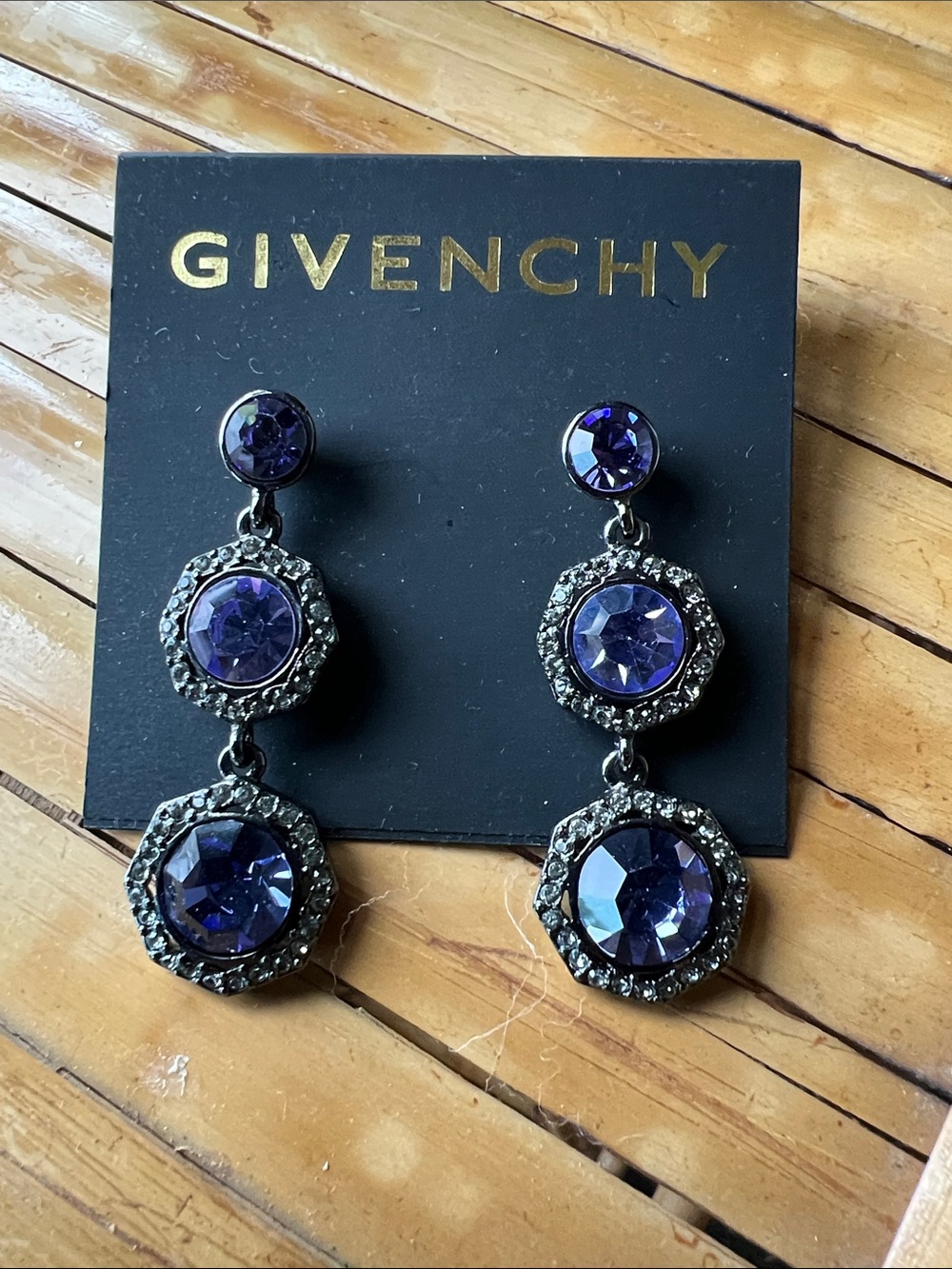 Givenchy Amethyst Toned Crystal Drop Earrings